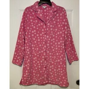 Charter Club‎ Intimates Sz L Pink Polka Dots Gown/ Lounge DressLong Sleeve